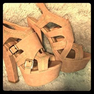 Blush pink platform heels